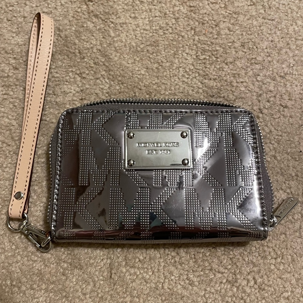Michael Kors chrome wristlet